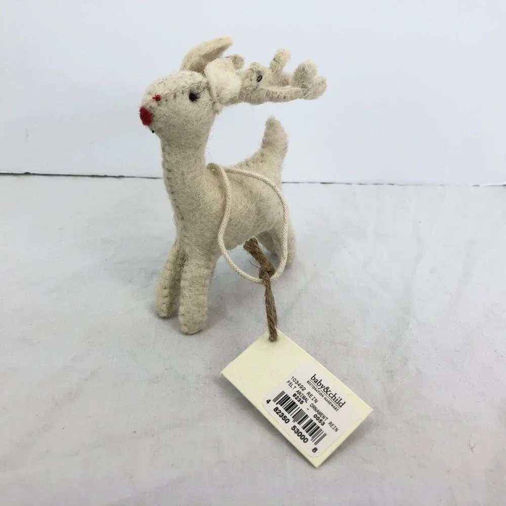 restoration hardware baby child reindeer red nose felt ornament 5